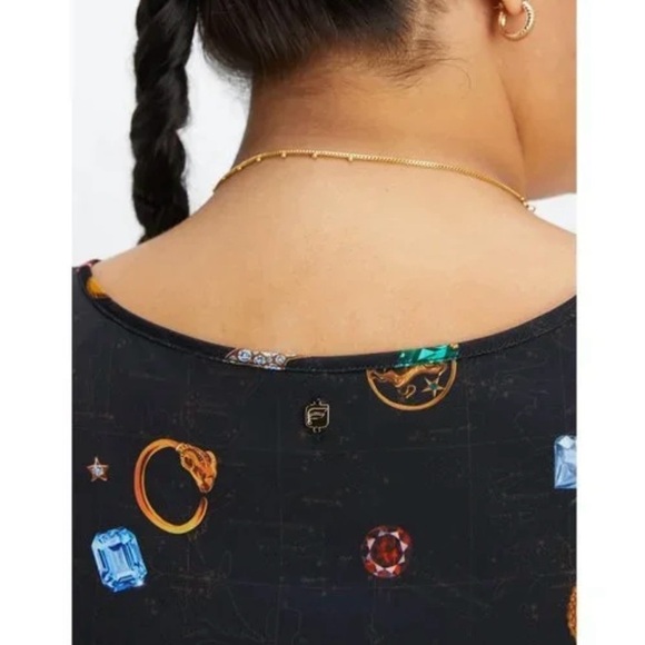 FABLETICS Size 1X Ecosatin Black Lucky Charm Astrology Graphic Plus Tank Top.New - Picture 3 of 7